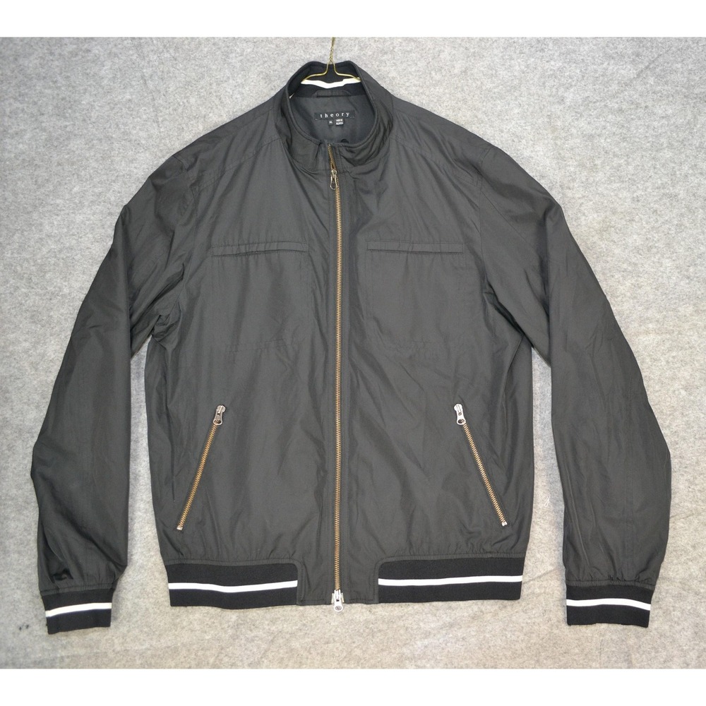 Theory Jacket Mens XL Black Clayton Full Zip Bomber Lightweight Polyester Luxury